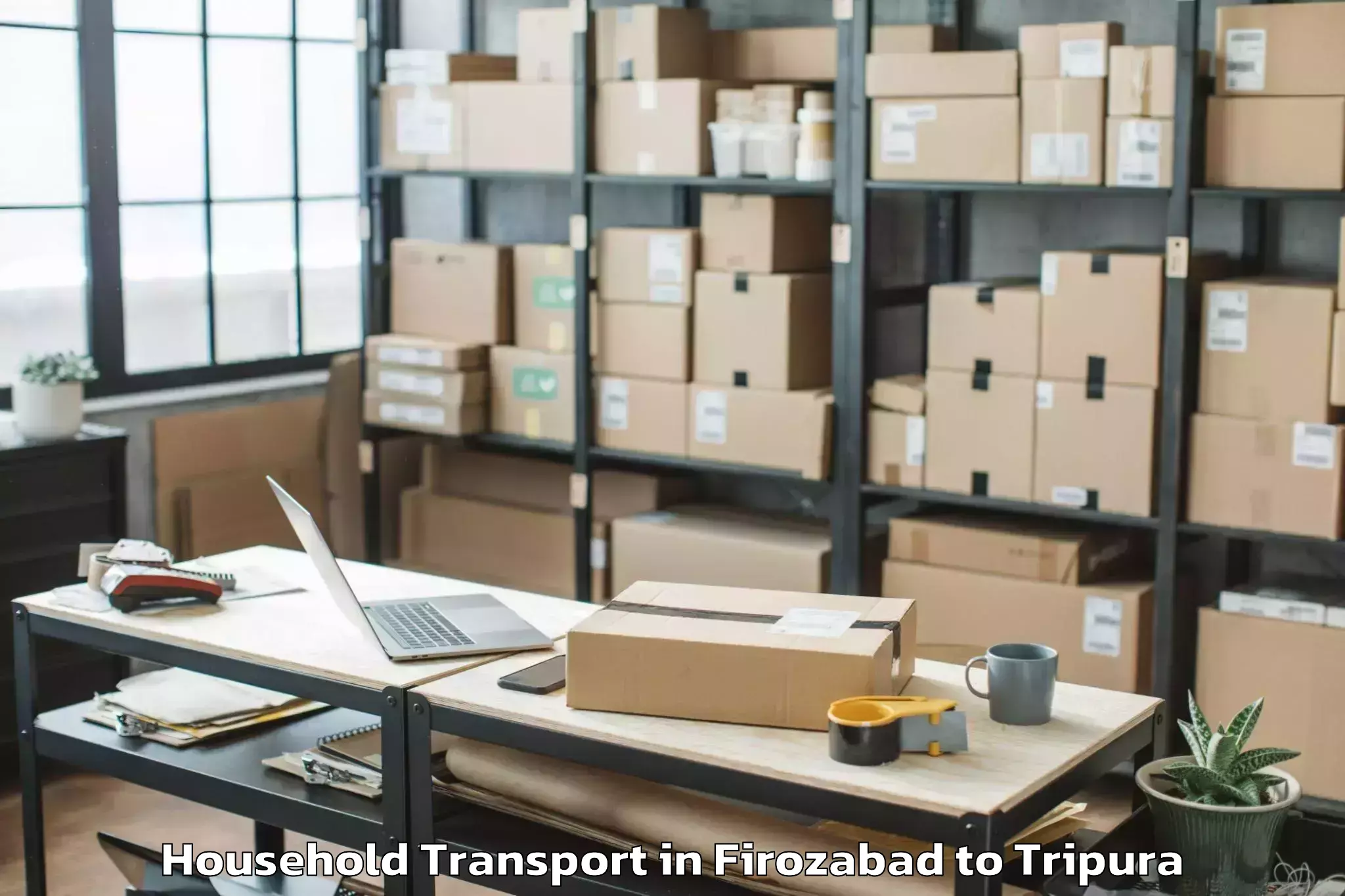 Book Firozabad to Gournagar Household Transport